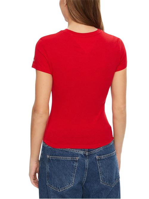 T-shirt donna rossa in cotone Tommy Jeans | DW0DW19447XI2
